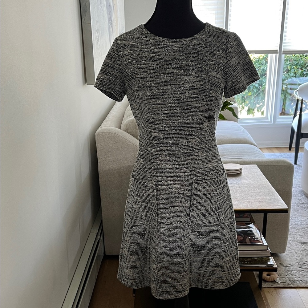 Ann Taylor LOFT Black and Gray Women's Tweed Dress